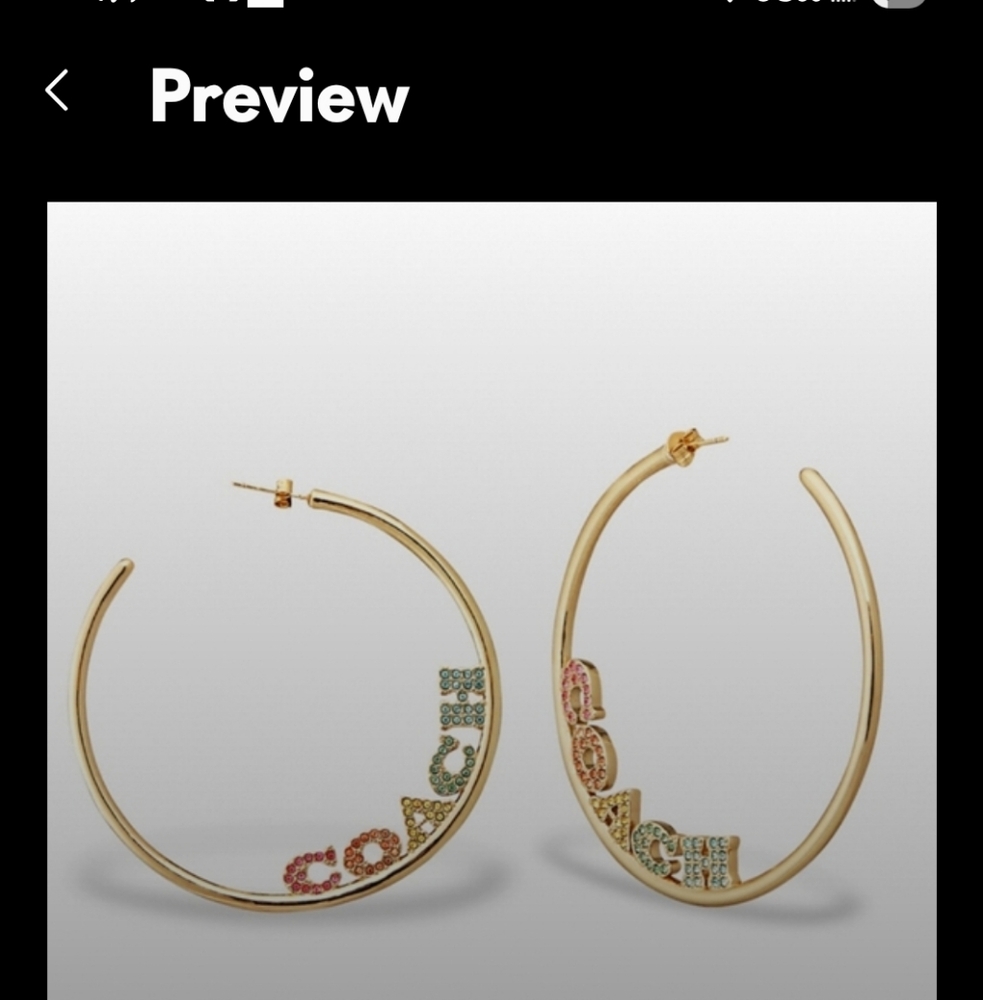 NWT, Coach Gold, & RAINBOW Multicolor Hoop Earrings 2¼" - Picture 12 of 12